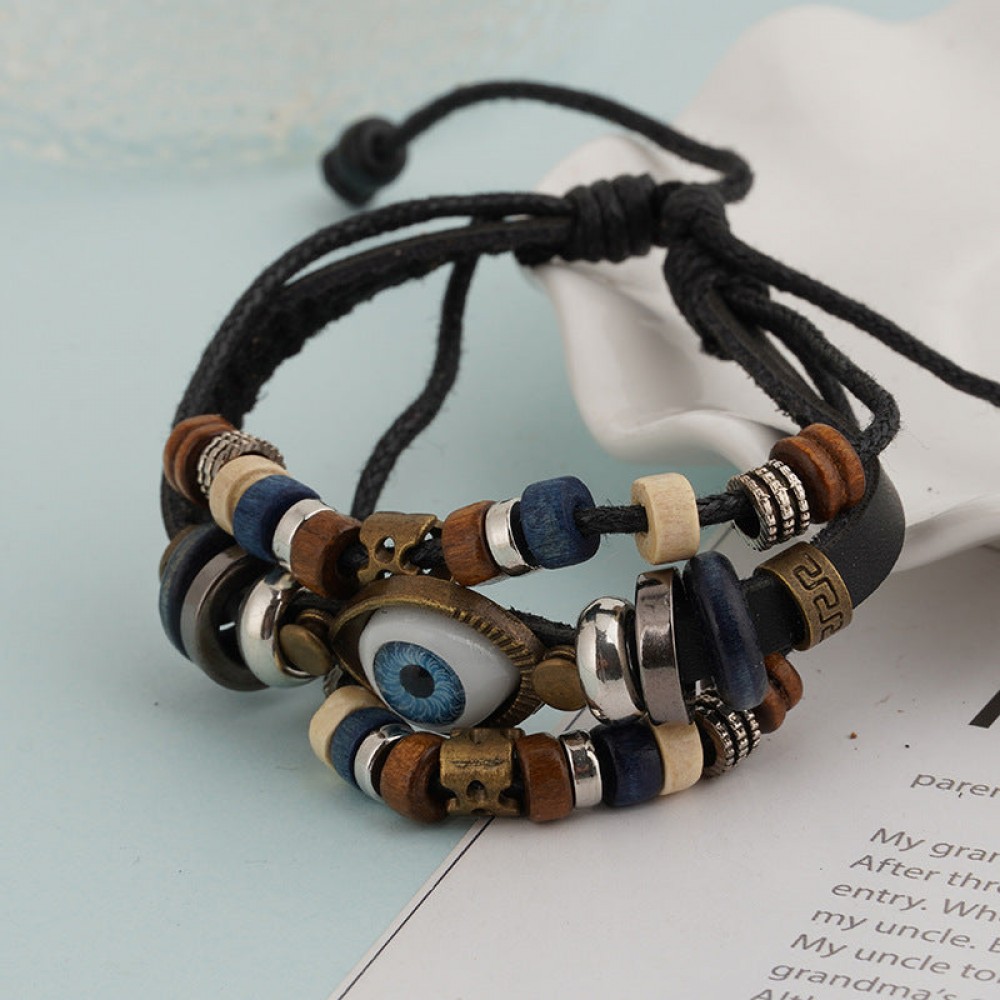 Vintage Multi-layered Cowhide Eye Braided Bracelet