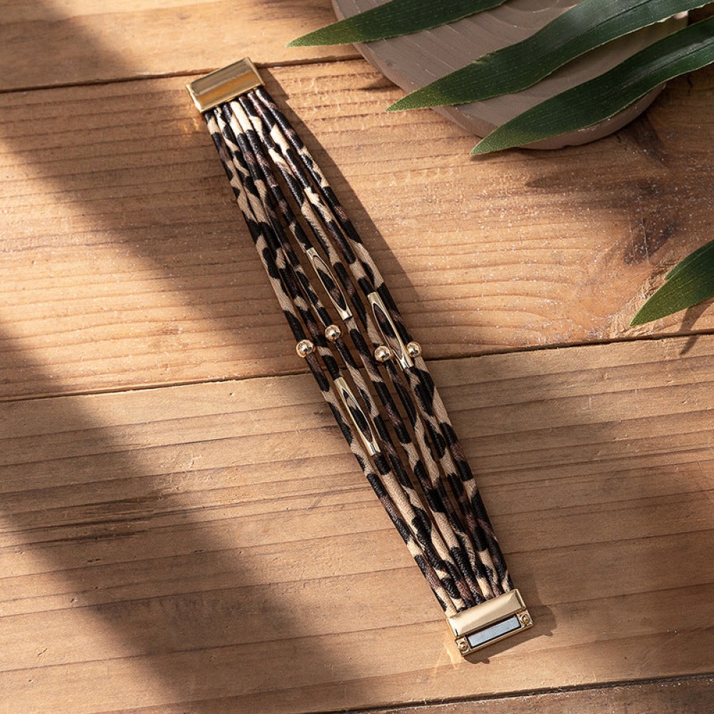 Leather Alloy Hot Sexy Leopard Magnetic Clasp Bracelet