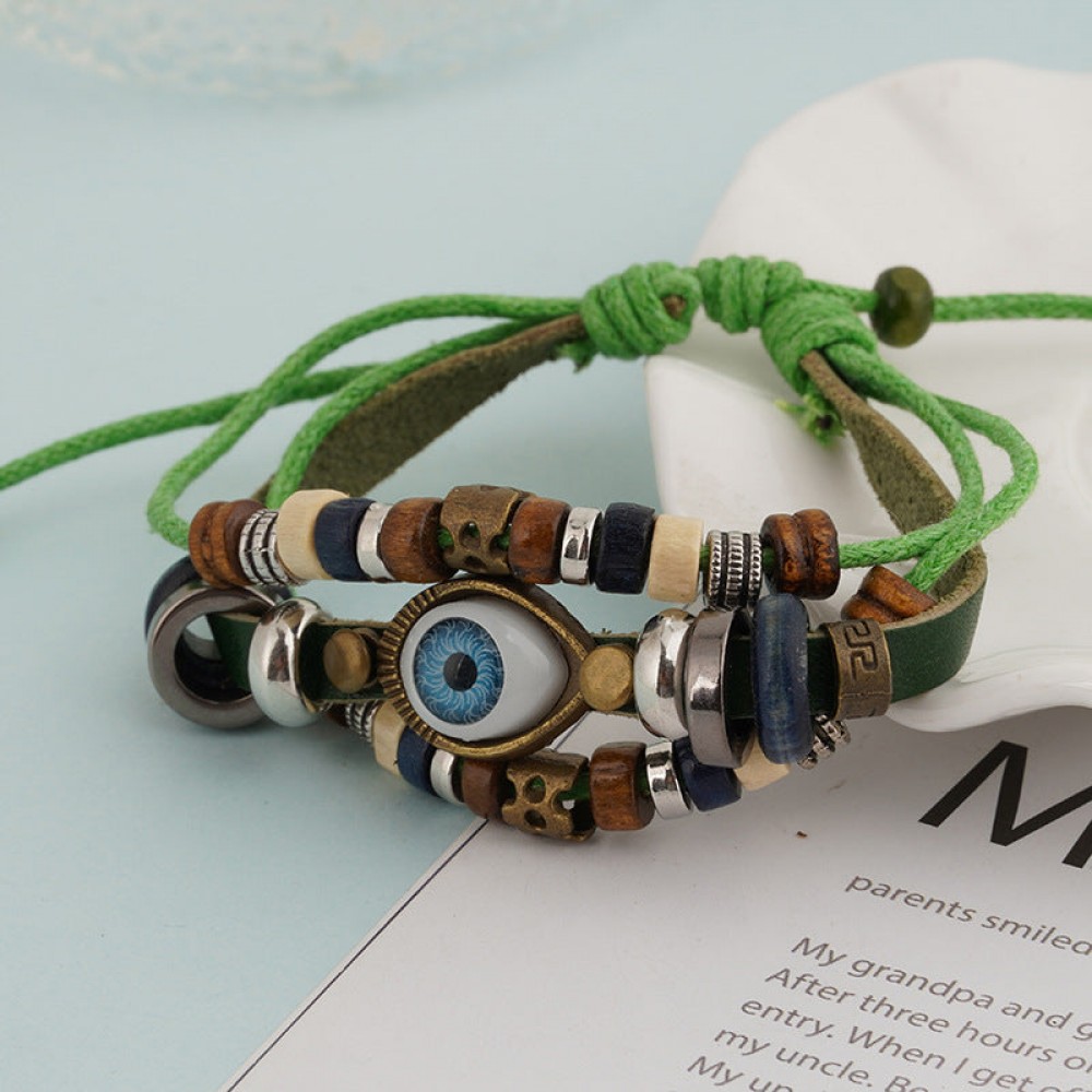 Vintage Multi-layered Cowhide Eye Braided Bracelet