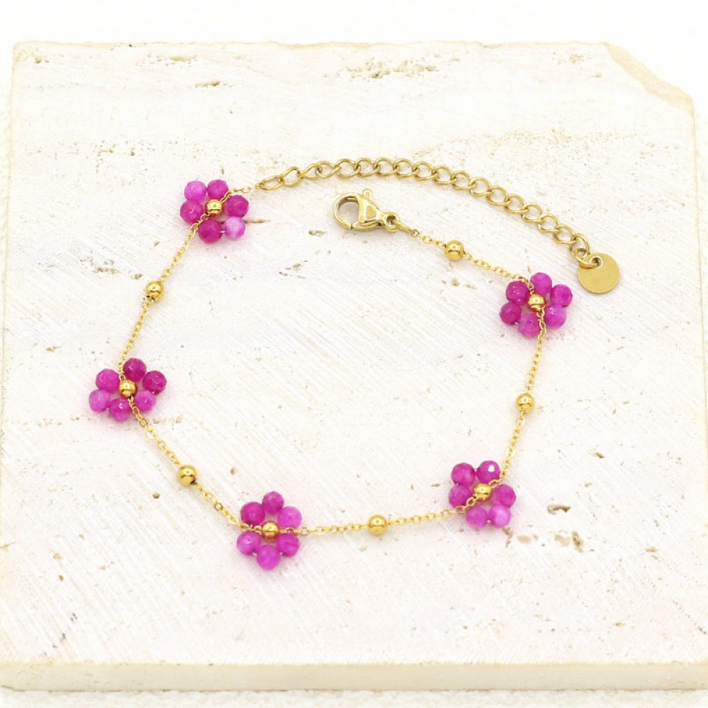 Gold Plated Stainless Steel Freshwater Natural Stone Bracele